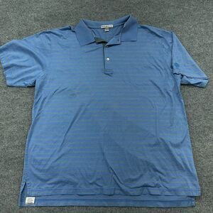 Peter Millar Shirt Mens XL Blue Green Striped Golf Polo 100% Cotton Performance